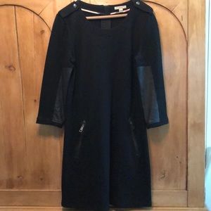 Burberry Brit black wool knit dress with leather!